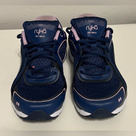 Ryka Women's Sky Walk lace up Navy and Pink Athletic Shoes. - Picture 3 of 5